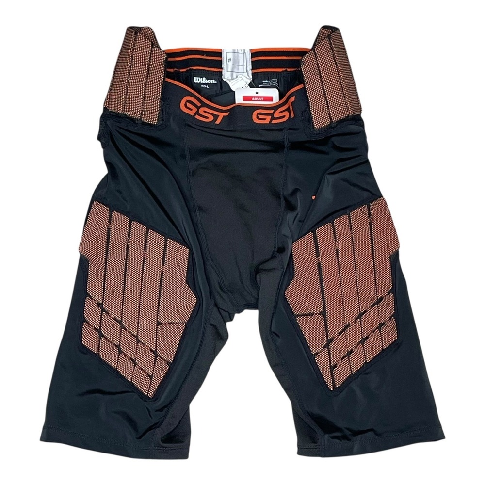 Wilson‎ GST Adult Football Padded Girdle Compression Shorts Black Orange (L) NEW